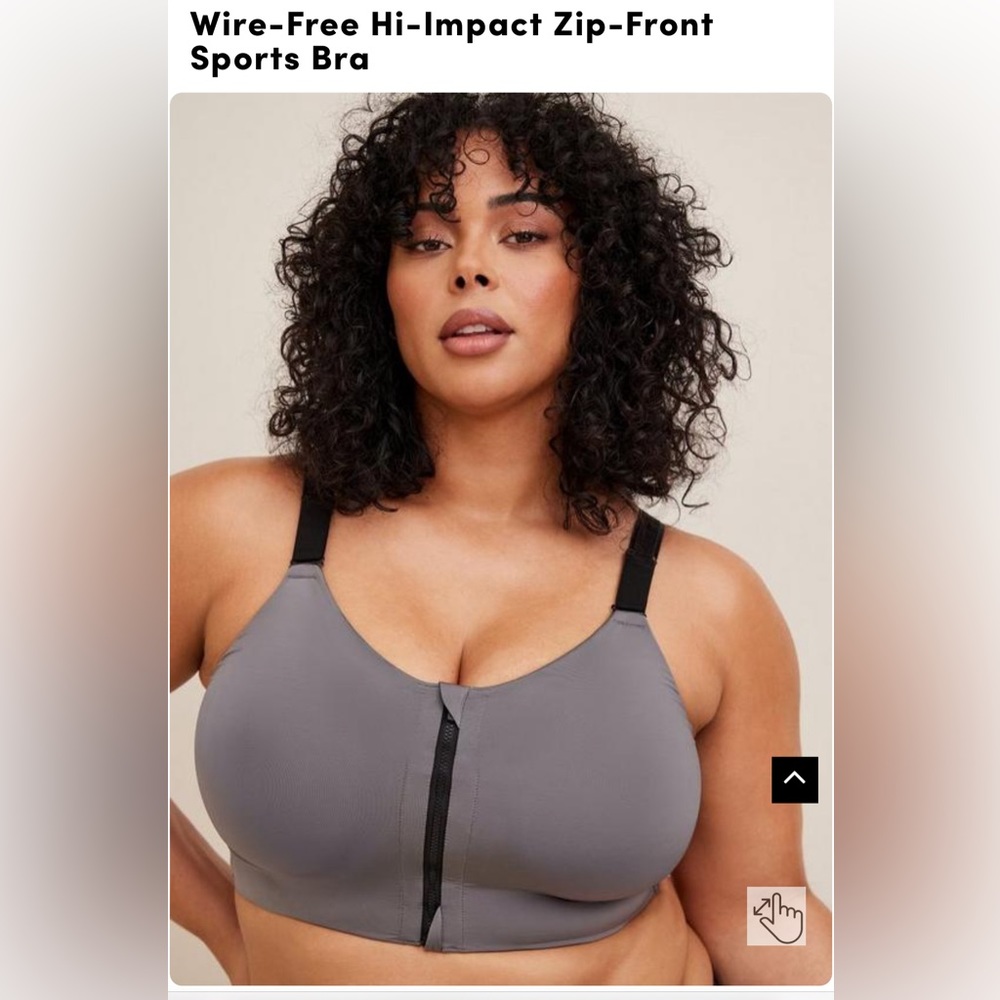 Wire-Free Hi-Impact Zip-Front Sports Bra Size 44DD